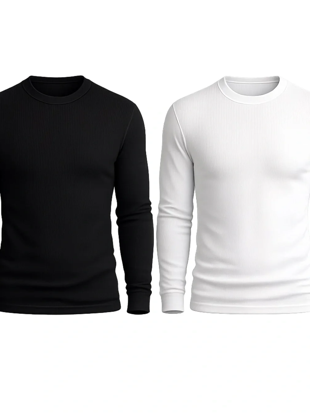 Hanes Baselayer Thermal Long Sleeve Crewneck Shirt Set Black & White NWT M